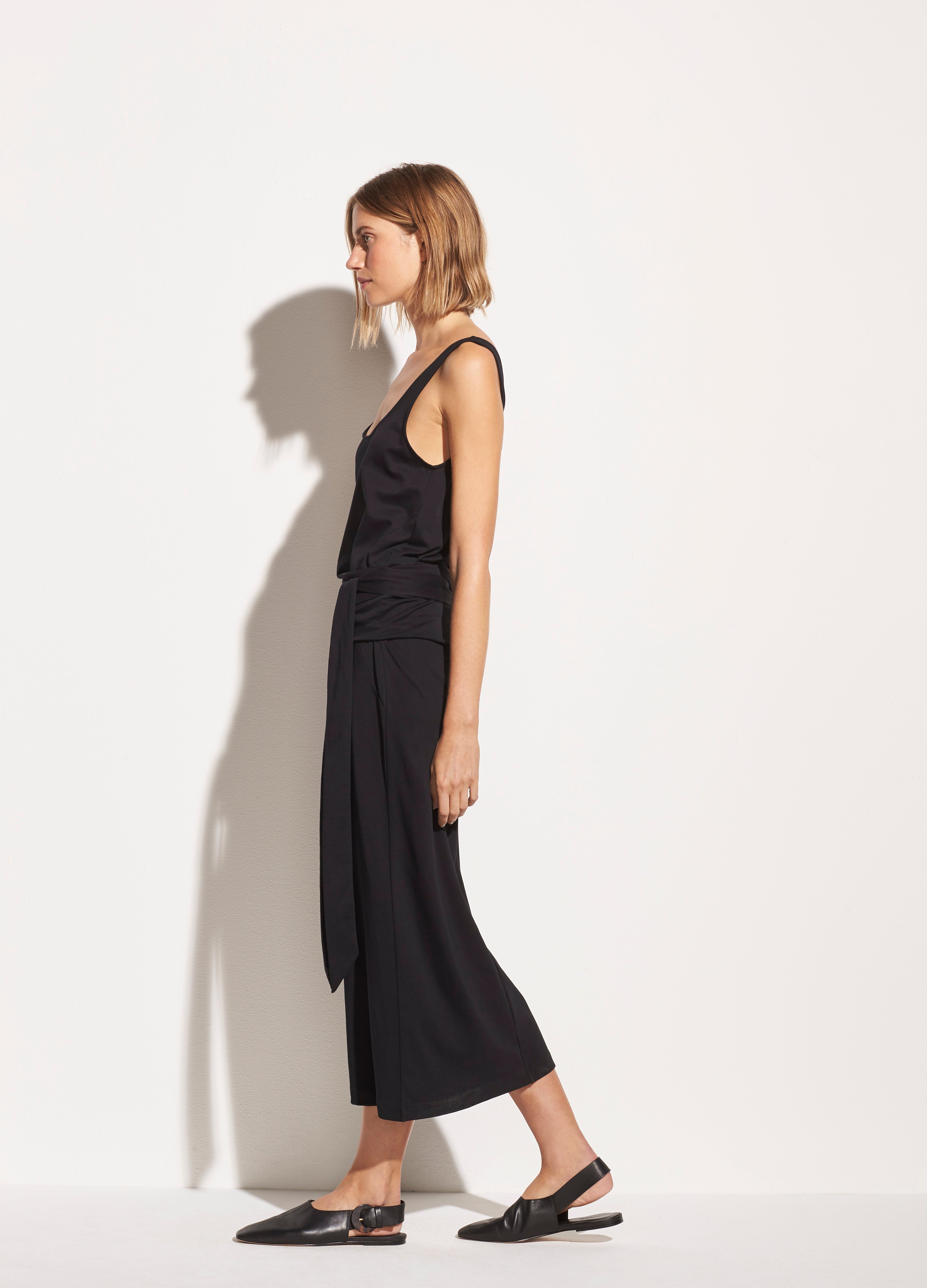 Vince | Sleeveless Wrap Dress in Black | Vince Unfold